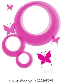abstract pink circle frames with butterfly