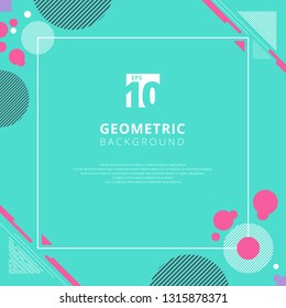 Abstract pink circle geometric pattern design on blue color background with copy space. Use for modern design, cover, poster, template, decorated, brochure, flyer. Vector illustration