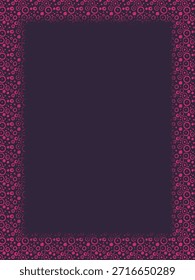 Abstract Pink Circles Border on Dark Purple Background