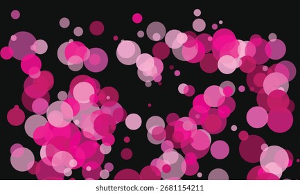 Círculos rosados Abstractas que se superponen en el fondo negro Arte digital moderno