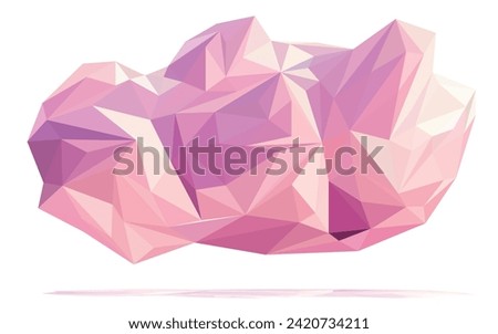 Abstract Pink cloud beautiful art polygon modelling and low poly diamond shape