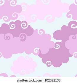 Abstract Pink Clouds seamless background. Vector  pattern.