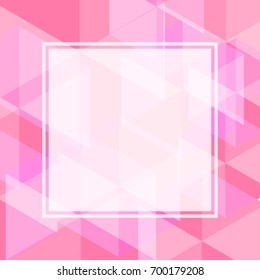 Abstract pink color geometric shape with whie square as copy space area background