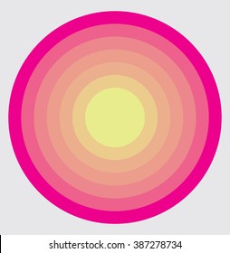 Abstract pink color graphic with circular, circle pattern.