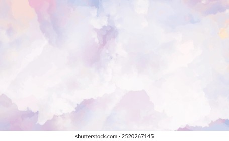 Fundo cor-de-rosa abstrato, nuvens multicoloridas borradas, nuvens brancas, céu borrado, cores pastel abstratas.	