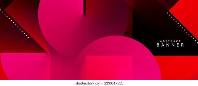 Abstract pink colorful circular and lines banner template design