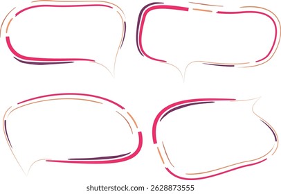 abstract pink colorful line art pattern speech bubbles set