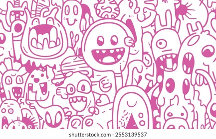 abstract Pink colour digital geometric Monster  pattern design for unique digital prints and wallpaper 