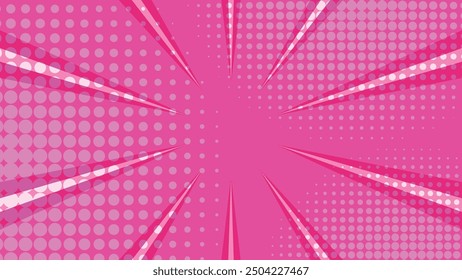 Fondo cómico rosa abstracto de Sunburst con decoración gráfica de punto de semitono
