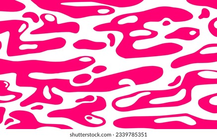 Abstract pink coral psychedelic waves print background. 1970s trippy pattern vector illustration