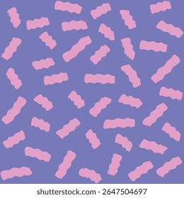 Abstract pink curly shapes on purple background. Vector art pattern design for fabric print and background design