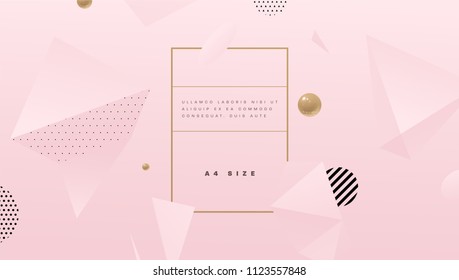 Abstract pink cute background with geometric elements for minimal cosmetics cream posters, placards and brochures. Eps10 vector illustration.