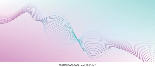 Abstract pink cyan gradient wave background modern soft colorful design