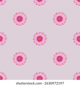Abstract pink daisy floral in seamless pattern background. Colorful flowers, flower petals, blooms, roses on wallpaper for banner, prints, packaging.