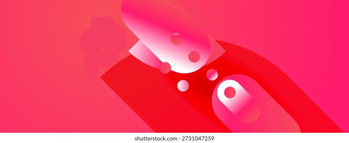 Abstraktes rosa Design mit gekrümmten Formen, Farbverläufen, Kreisen. Moderne Ästhetik, lebendige Farben, einfache Komposition.