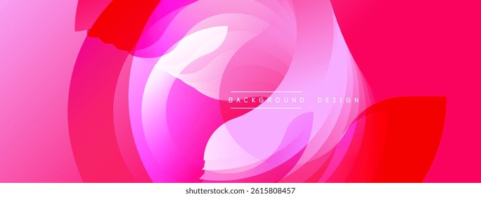 Abstract pink design features overlapping translucent circles. Gradient shades create dynamic visual effect. Modern background element.
