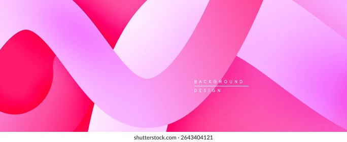 Abstract pink design features overlapping shapes, gradients. Soft curves create dynamic visual flow. Modern background element.