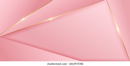 Resumen diseño rosa decoración de fondo geométrico con líneas doradas con espacio de copia para texto. Estilo de lujo. Ilustración vectorial.