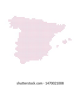 Abstract pink dotted polka dot map of Spain. Vector illustration eps10
