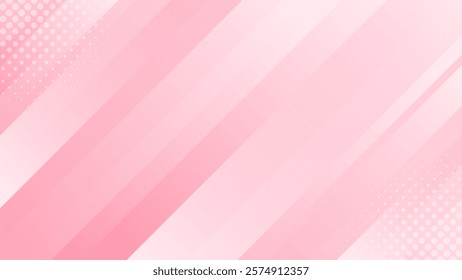 Abstract pink dynamic background with halftone. Diagonal smooth stripes. Modern wallpaper. Template banner background for beauty products, sales, ads, events, web, and pages