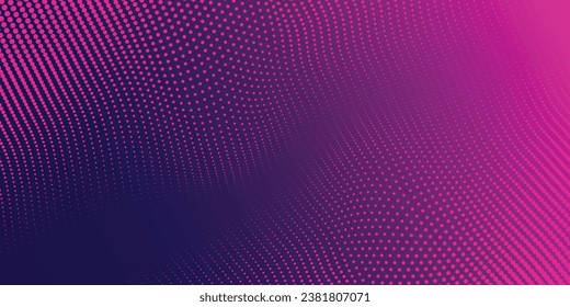 Las líneas redondeadas dinámicas rosadas abstractas hacen puntos de textura, fondo azul oscuro con espacio de copia. Patrón futurista moderno de puntos simples. EPS10