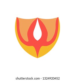 Abstract pink fire logo. Shield logo
