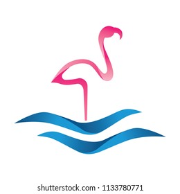 abstract pink flamingo, logo icon