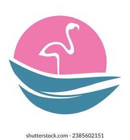 abstract pink flamingo, logo icon