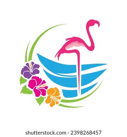 abstract pink flamingo, logo icon