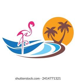 abstract pink flamingo, logo icon