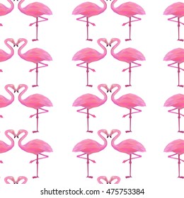 Abstract pink flamingo, romantic seamless pattern, vector