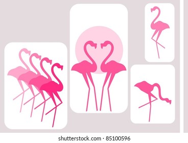 abstract pink flamingos design elements