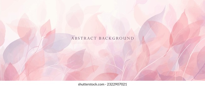 Abstract Pink floral art background vector illustration. Luxury watercolor wallpaper with flowers and botanical leaves hand drawing background for banner, poster and web