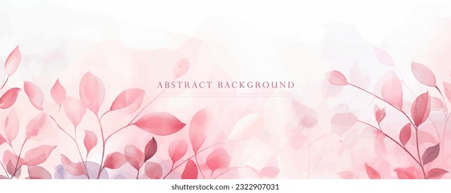 Abstract Pink floral art background vector illustration. Luxury watercolor wallpaper with flowers and botanical leaves hand drawing background for banner, poster and web