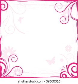 abstract pink floral background frame for design