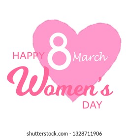 Abstract Pink Floral Greeting card - International Happy Women's Day - 8 March holiday background with paper cut Frame Flowers. Happy Mother's Day. Trendy Design Template. Vector illustration