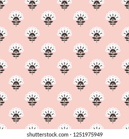 Abstract pink floral retro seamless pattern
