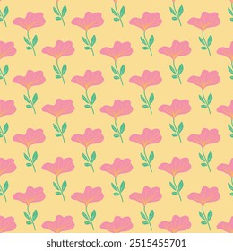 Abstractas diseño de patrón floral rosa en amarillo