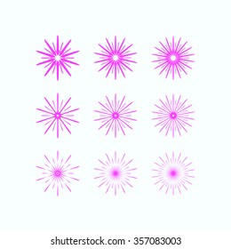 Abstract pink flower bloom set on white background, vector illustration