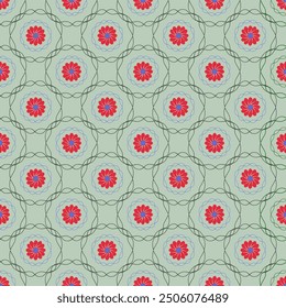 Abstract pink flower in circle seamless pattern. Fashion graphic background design. Modern stylish abstract texture. Colorful template for prints, textiles, wrapping, wallpaper, website. Vector illust