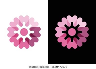Abstract Pink Flower Heart Shaped Petals