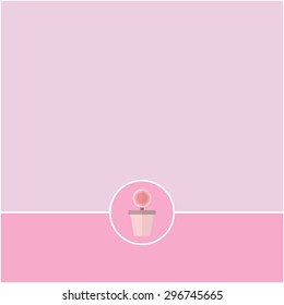 Abstract pink flower pot in circle line on pink background and have space for insert text, vector illustration