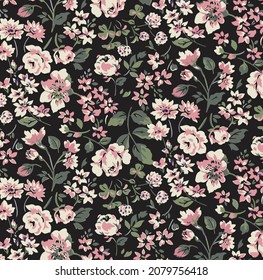 abstract pink flowers arrangement  illustration all over design vector digital image for wallpaper, packaging gift paper, and clothes print motif