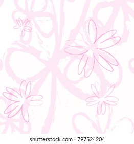 abstract pink flowers background, beautiful pink flowers background, drawing stoke pink floral, vector illustration