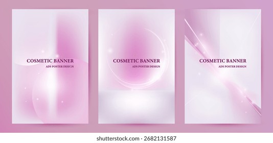 Abstrakte rosa Flüssigkeit Farbverlauf kosmetische Banner Hintergrund Set