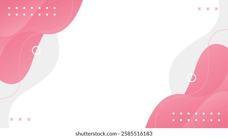 Abstract pink fluid wave background with geometric shapes. Pink beauty dynamic wallpaper. Template banner background for beauty products, sales, ads, events, web, and pages