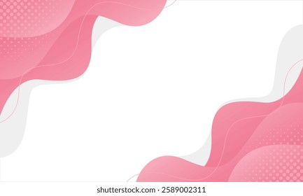 Abstract pink fluid wave background with halftone. Pink beauty dynamic wallpaper. Template banner background for beauty products, sales, ads, events, web, and pages