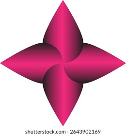 Abstract pink four-petal swirl design with vibrant colors.