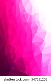 Abstract pink geometric background consisting of colored triangles. Low poly pattern, vertical format.