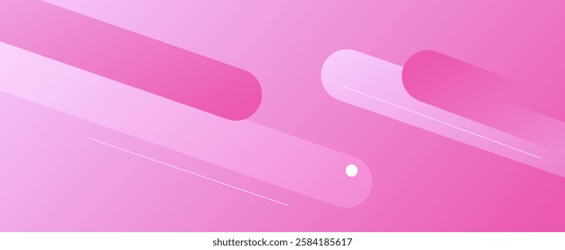 Abstract pink geometric background with diagonal shapes design, lines and circles. Perfect for packaging.